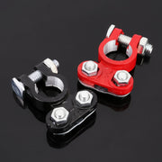 2 pezzi positivi e negativi per auto a forma di U in metallo, connettori per batterie, morsetti, clip, misura L, diametro interno: 16 mm (nero + rosso), L Size (Black + Red)