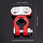 2 pezzi positivi e negativi per auto a forma di U in metallo, connettori per batterie, morsetti, clip, misura L, diametro interno: 16 mm (nero + rosso), L Size (Black + Red)