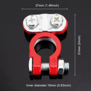 2 pezzi positivi e negativi per auto a forma di U in metallo, connettori per batterie, morsetti, clip, misura L, diametro interno: 16 mm (nero + rosso), L Size (Black + Red)