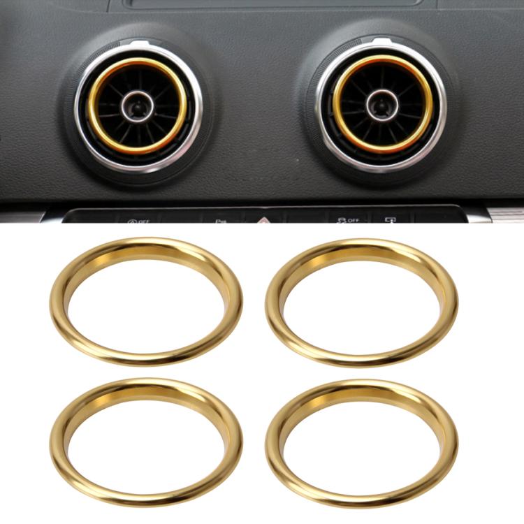 4 pezzi Anelli decorativi per prese d'aria in lega di alluminio Presa d'aria Cromata Anello di rivestimento Cruscotto per auto Prese d'aria Copertura Decorazione adesiva per Audi A3, For Audi A3