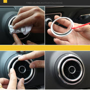 4 pezzi Anelli decorativi per prese d'aria in lega di alluminio Presa d'aria Cromata Anello di rivestimento Cruscotto per auto Prese d'aria Copertura Decorazione adesiva per Audi A3, For Audi A3