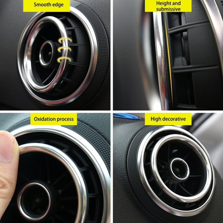 4 pezzi Anelli decorativi per prese d'aria in lega di alluminio Presa d'aria Cromata Anello di rivestimento Cruscotto per auto Prese d'aria Copertura Decorazione adesiva per Audi A3, For Audi A3