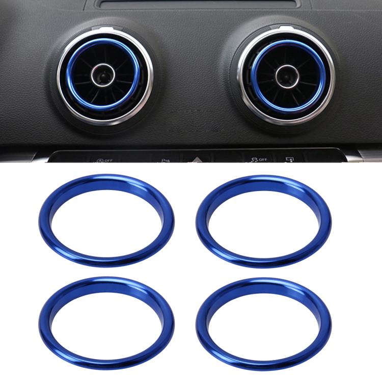 4 pezzi Anelli decorativi per prese d'aria in lega di alluminio Presa d'aria Cromata Anello di rivestimento Cruscotto per auto Prese d'aria Copertura Decorazione adesiva per Audi A3, For Audi A3
