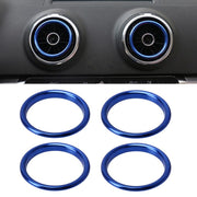 4 pezzi Anelli decorativi per prese d'aria in lega di alluminio Presa d'aria Cromata Anello di rivestimento Cruscotto per auto Prese d'aria Copertura Decorazione adesiva per Audi A3, For Audi A3