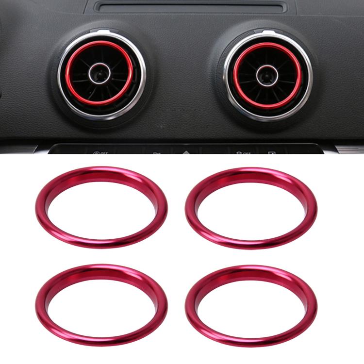 4 pezzi Anelli decorativi per prese d'aria in lega di alluminio Presa d'aria Cromata Anello di rivestimento Cruscotto per auto Prese d'aria Copertura Decorazione adesiva per Audi A3, For Audi A3