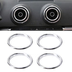 4 pezzi Anelli decorativi per prese d'aria in lega di alluminio Presa d'aria Cromata Anello di rivestimento Cruscotto per auto Prese d'aria Copertura Decorazione adesiva per Audi A3, For Audi A3