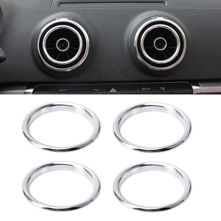 4 pezzi Anelli decorativi per prese d'aria in lega di alluminio Presa d'aria Cromata Anello di rivestimento Cruscotto per auto Prese d'aria Copertura Decorazione adesiva per Audi A3, For Audi A3