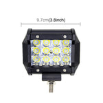 Barra luminosa a LED da 4 pollici a tre file Luci fuoristrada modificate Barra luminosa da tetto IP67 Impermeabile 9W Condensatore 6000K 5500LM Faretto a LED Faro da lavoro a LED per auto, DC 10-48V, Spot+36W