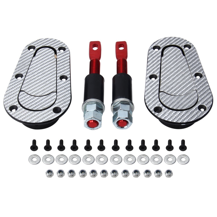 Una coppia di serratura per copertura in fibra di carbonio per auto, serratura per cofano modificata, serratura per copertura generale per auto da corsa, Carbon Grey, (Black), with Keys(Carbon）