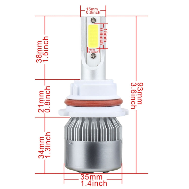2 PZ 9007 18W 1800 LM 6000K IP68 Casnbus Faro LED per auto a corrente costante con 2 lampade COB, DC 9-36V, 9007