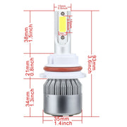 2 PZ 9007 18W 1800 LM 6000K IP68 Casnbus Faro LED per auto a corrente costante con 2 lampade COB, DC 9-36V, 9007