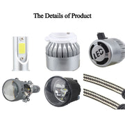 2 PZ 9007 18W 1800 LM 6000K IP68 Casnbus Faro LED per auto a corrente costante con 2 lampade COB, DC 9-36V, 9007