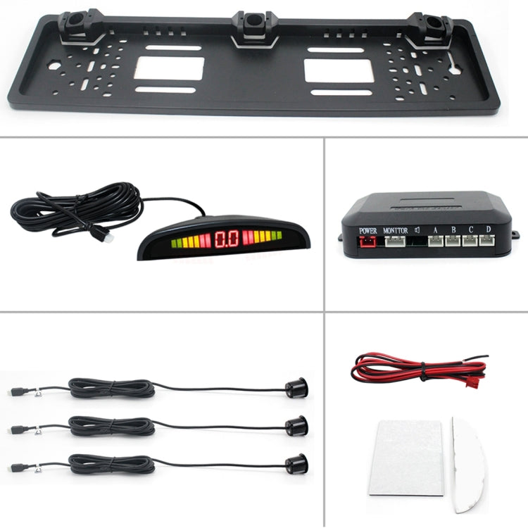 PZ300L Europa Sensori di parcheggio telaio targa auto Radar di retromarcia con 3 rilevatori radar, PZ300L