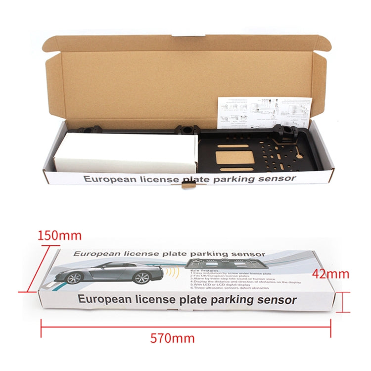 PZ300L Europa Sensori di parcheggio telaio targa auto Radar di retromarcia con 3 rilevatori radar, PZ300L