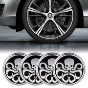Adesivo decorativo per mozzo ruota con motivo teschio per auto, 4 pezzi, diametro: 5,8 cm, Skull Pattern