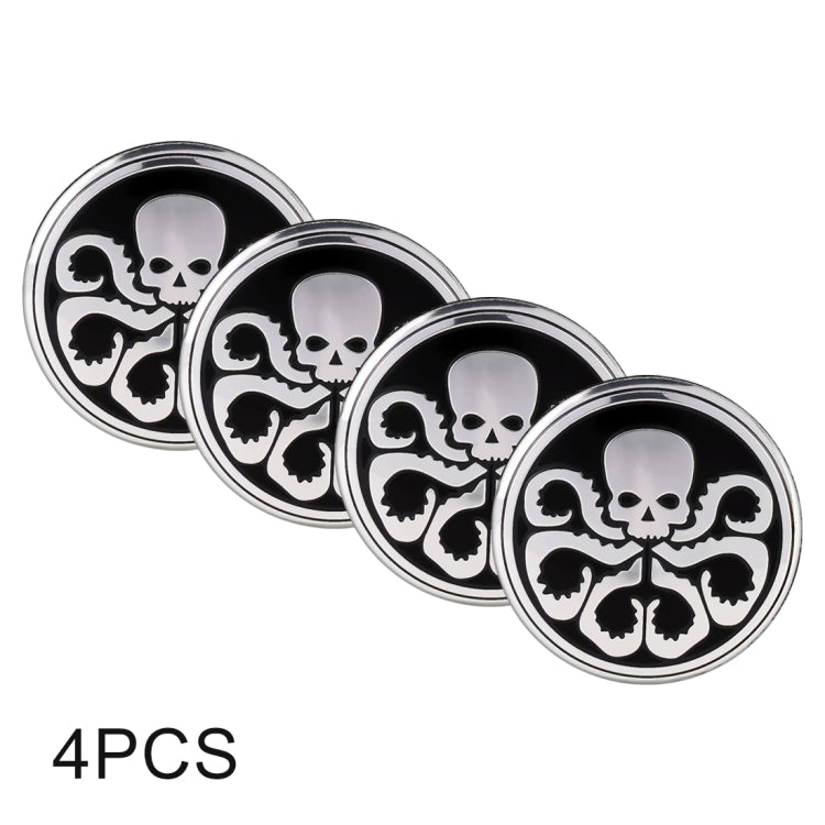 Adesivo decorativo per mozzo ruota con motivo teschio per auto, 4 pezzi, diametro: 5,8 cm, Skull Pattern