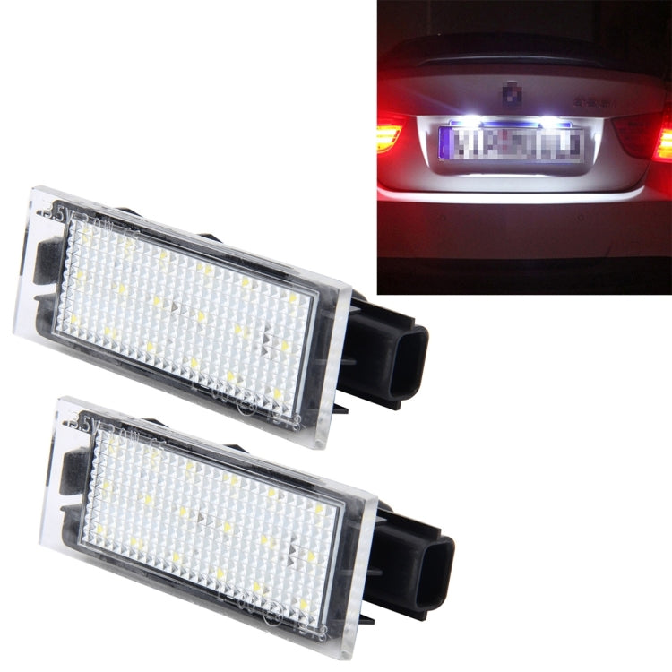 Luce targa da 2 pezzi con 18 lampade SMD-3528 per Renault, 2W 120LM, 6000K, DC12V (luce bianca), For Renault