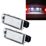 Luce targa da 2 pezzi con 18 lampade SMD-3528 per Renault, 2W 120LM, 6000K, DC12V (luce bianca), For Renault