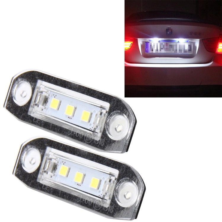 Luce targa da 2 pezzi con 3 lampade SMD-5050 per Volvo, 2W 120LM, 6000K, DC12V (luce bianca), For Volvo