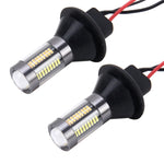 2 pezzi 1156/Ba15s 5W 300LM 66LED SMD-4014 Lampadina posteriore per auto Indicatore di direzione Lampada per retromarcia automatica Luce di marcia diurna Sorgente per auto (luce bianca + luce gialla), Lunghezza cavo: 1 m, 1156/Ba15s 5W