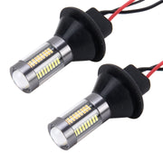 2 pezzi 1156/Ba15s 5W 300LM 66LED SMD-4014 Lampadina posteriore per auto Indicatore di direzione Lampada per retromarcia automatica Luce di marcia diurna Sorgente per auto (luce bianca + luce gialla), Lunghezza cavo: 1 m, 1156/Ba15s 5W