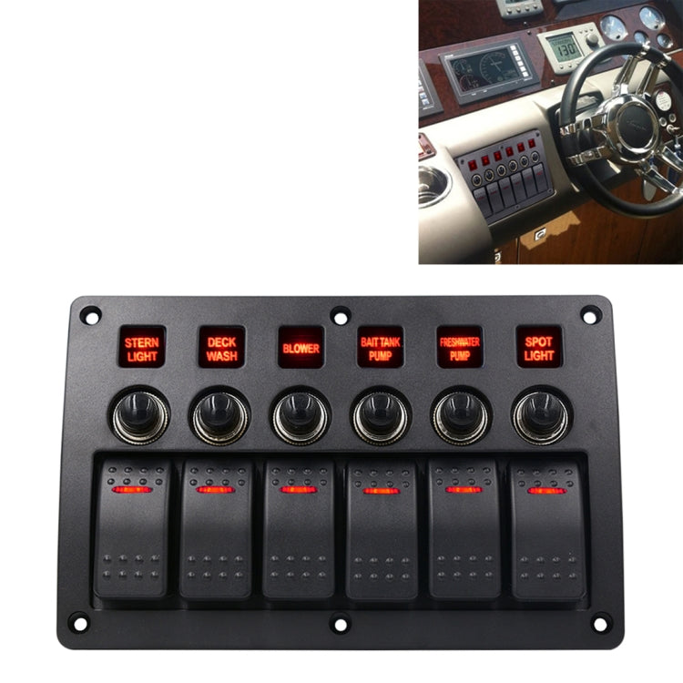 Interruttori combinati a 3 pin a 6 vie Pannello interruttori con luce e lente per proiettore per auto RV Marine Boat, 3Pin 6 Way