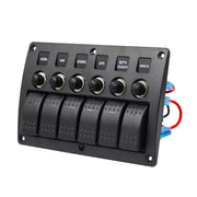 Interruttori combinati a 3 pin a 6 vie Pannello interruttori con luce e lente per proiettore per auto RV Marine Boat, 3Pin 6 Way