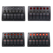 Interruttori combinati a 3 pin a 6 vie Pannello interruttori con luce e lente per proiettore per auto RV Marine Boat, 3Pin 6 Way