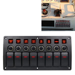 Interruttori combinati a 3 pin a 8 vie Pannello interruttori con luce e lente per proiettore per auto RV Marine Boat, 3Pin 8 Way