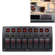 Interruttori combinati a 3 pin a 8 vie Pannello interruttori con luce e lente per proiettore per auto RV Marine Boat, 3Pin 8 Way