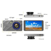 X96 4 pollici 2.5D Full HD 1080P Smart Car multifunzionale Dual Lens Video Record Camera Supporto TF Card / Rilevamento movimento, X96