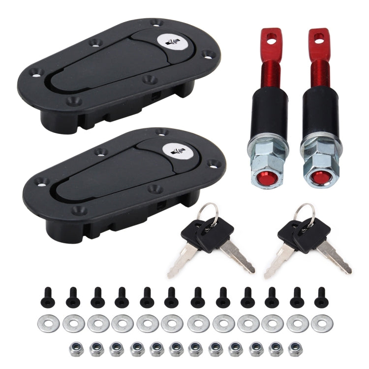 Una coppia di lucchetti per cofano modificati per auto, per coperture generali per auto da corsa, con chiavi, with Keys(Black)
