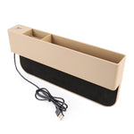 Scatola portaoggetti laterale per console di ricarica multifunzionale per auto universale, tasca laterale, con 2 porte USB