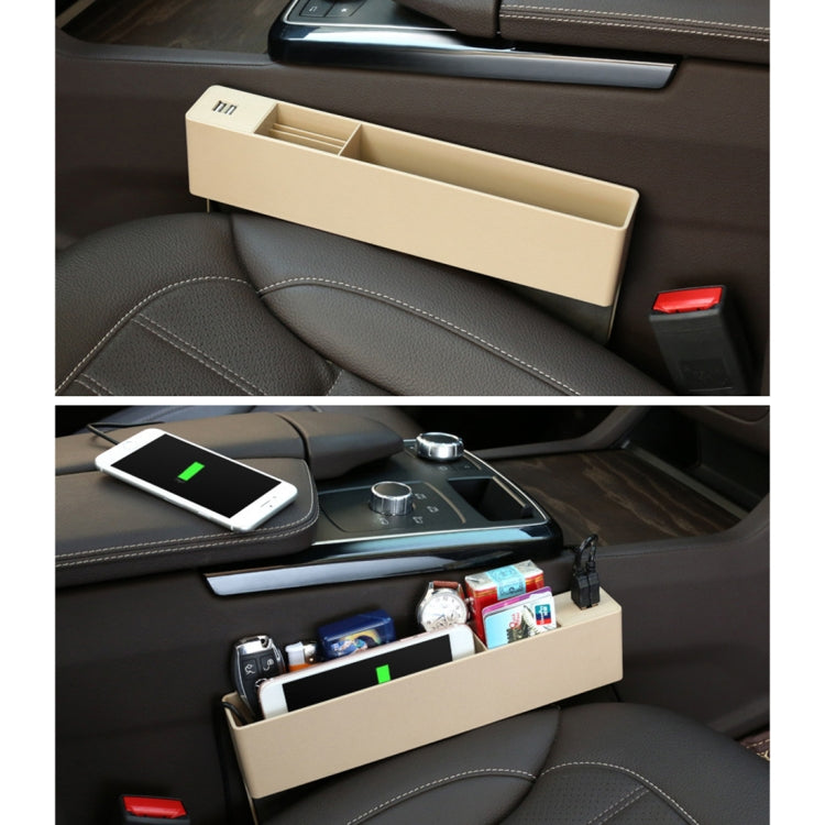 Scatola portaoggetti laterale per console di ricarica multifunzionale per auto universale, tasca laterale, con 2 porte USB