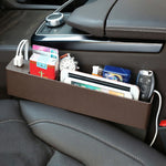 Scatola portaoggetti laterale per console di ricarica multifunzionale per auto universale, tasca laterale, con 2 porte USB