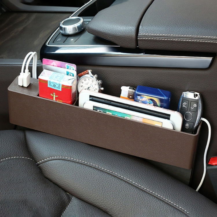 Scatola portaoggetti laterale per console di ricarica multifunzionale per auto universale, tasca laterale, con 2 porte USB