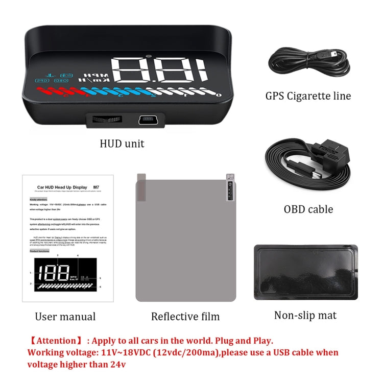 M7 3,5 pollici Universal Car OBD2 + GPS HUD Head Up Display montato sul veicolo Consumo di carburante, M7