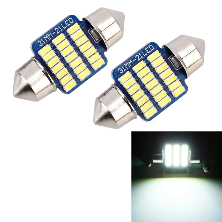 2 PZ 31mm DC12V / 1W / 6000K / 65LM 21LED SMD-3014 Luce targa auto / Luce cupola, con decodificatore, 1W  31mm