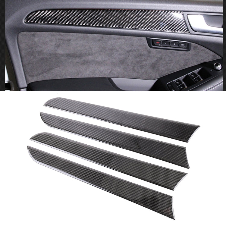 4 adesivi decorativi per pannello interno della porta in fibra di carbonio per auto per Audi A4L / A5 / Q5, Inner Door Panel