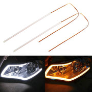 2 pezzi 60 cm DC12V 5 W luci di direzione / luci di marcia ultrasottili per auto a doppio colore (luci di direzione: luce gialla; luci di marcia: luce bianca), 60cm DC12V 5W