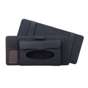 DERANFU 3 in 1 Lichee Texture Portasciugamani in pelle multifunzione per auto con slot per schede e slot per CD