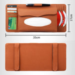 DERANFU 3 in 1 Lichee Texture Portasciugamani in pelle multifunzione per auto con slot per schede e slot per CD