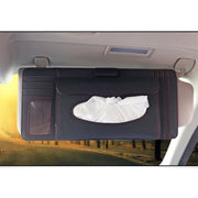 DERANFU 3 in 1 Lichee Texture Portasciugamani in pelle multifunzione per auto con slot per schede e slot per CD