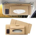 DERANFU 3 in 1 Lichee Texture Portasciugamani in pelle multifunzione per auto con slot per schede e slot per CD