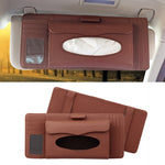 DERANFU 3 in 1 Lichee Texture Portasciugamani in pelle multifunzione per auto con slot per schede e slot per CD