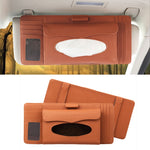 DERANFU 3 in 1 Lichee Texture Portasciugamani in pelle multifunzione per auto con slot per schede e slot per CD
