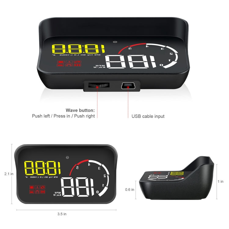 M10 Display Head Up montato su veicolo HUD OBD2 universale da 3,5 pollici, M10(Blue), M10(Yellow)