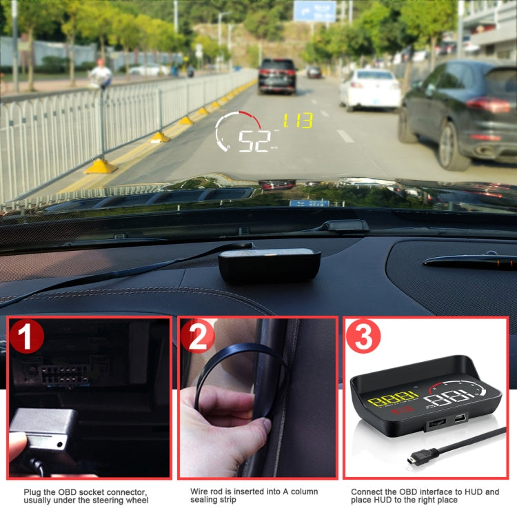 M10 Display Head Up montato su veicolo HUD OBD2 universale da 3,5 pollici, M10(Blue), M10(Yellow)