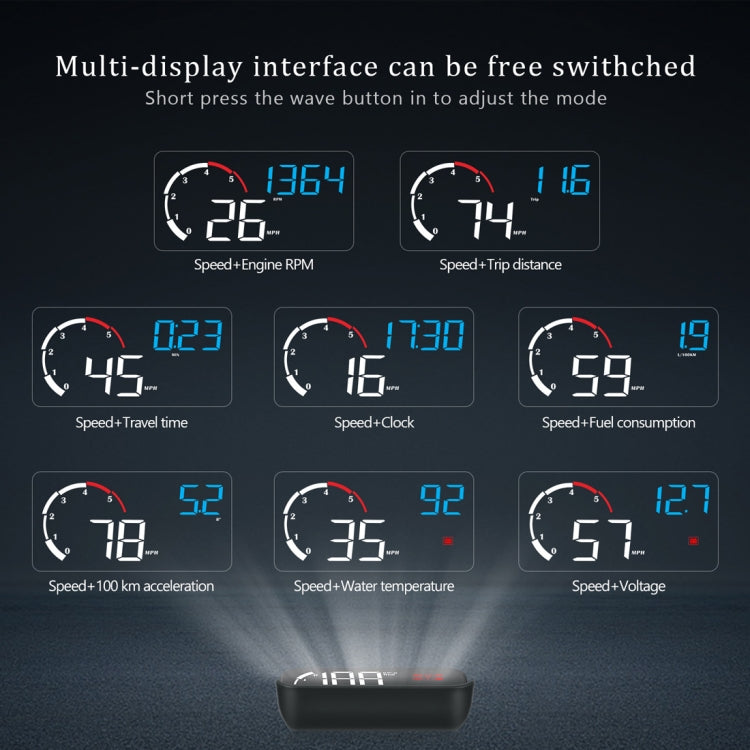 M10 Display Head Up montato su veicolo HUD OBD2 universale da 3,5 pollici, M10(Blue), M10(Yellow)