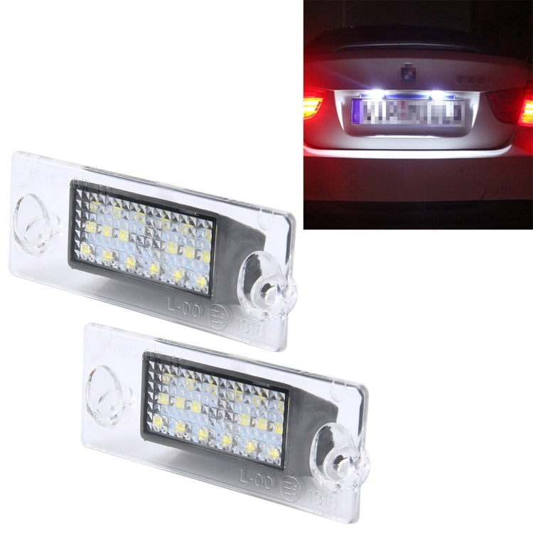 Luce targa da 2 pezzi con 18 lampade SMD-3528 per Audi, 2W 120LM, DC12V (luce bianca), For Audi  with 18 SMD-3528 Lamps